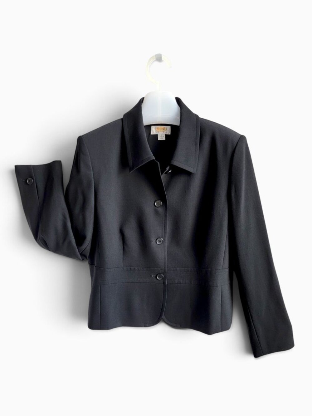 Talbots Petites Vintage 90s Wool Blazer 12P Black Old Money Quiet Luxury